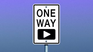Illustration of a one-way sign with a trigger button in place of an arrow